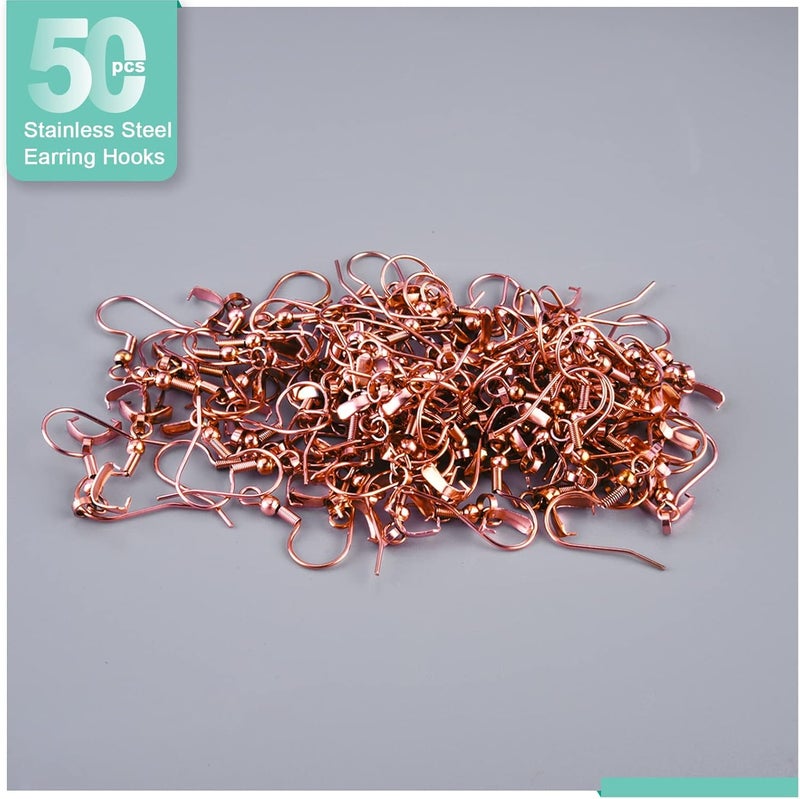 MENKEY Earring Hooks 50PCS/25Pairs, Stainless Steel Rose Gold Ear Wires Fish Hooks, Hypo-allergenic Jewelry Findings Parts for DIY Jewelry Making - Image 3
